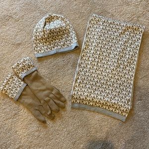Michael Kors Scarf, Hat, Gloves Set